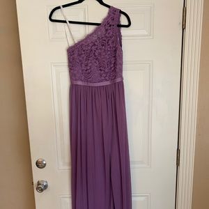 David's Bridal Long One Shoulder Bridesmaid Dress